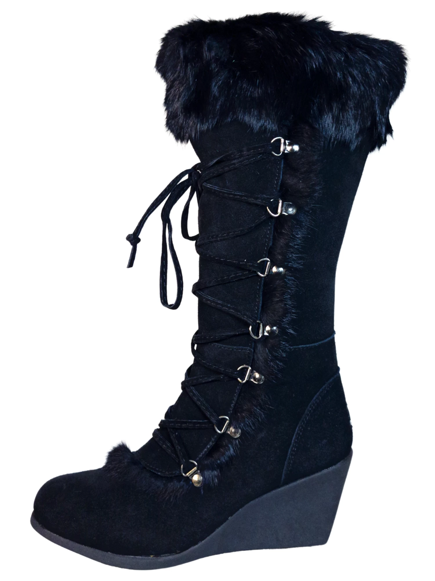 Botas De Invierno De Cuña De Piel Gamuza/Pelo De Conejo Para Mujer 'Bearpaw' - ID: 7132 - Imagen 2