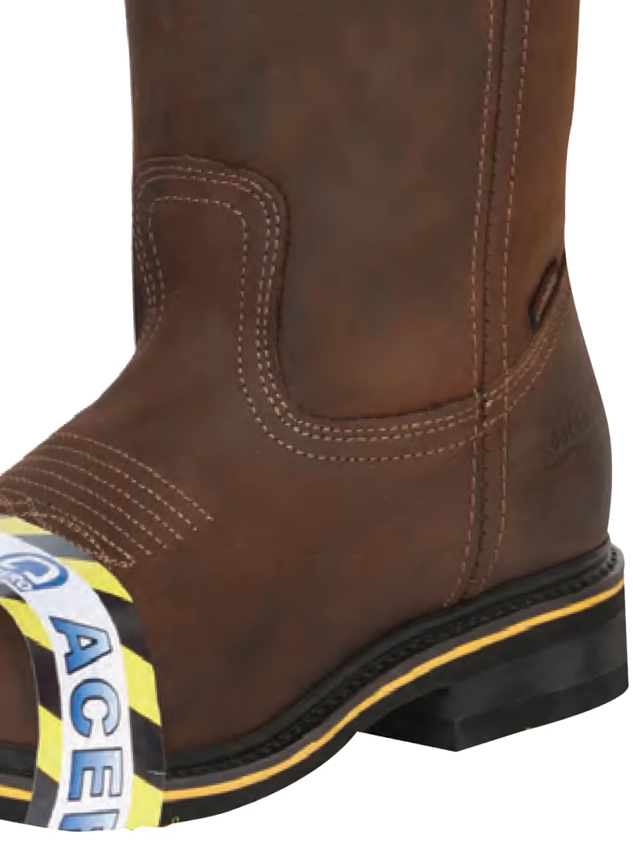 Botas De Trabajo De Tubo Pull-On Con Punta De Acero De Piel Genuina Para Hombre 'Establo' - ID: 41544 - Imagen 3