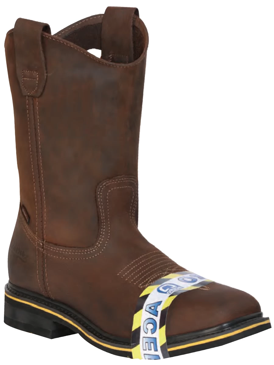 Botas De Trabajo De Tubo Pull-On Con Punta De Acero De Piel Genuina Para Hombre 'Establo' - ID: 41544 - Imagen 4