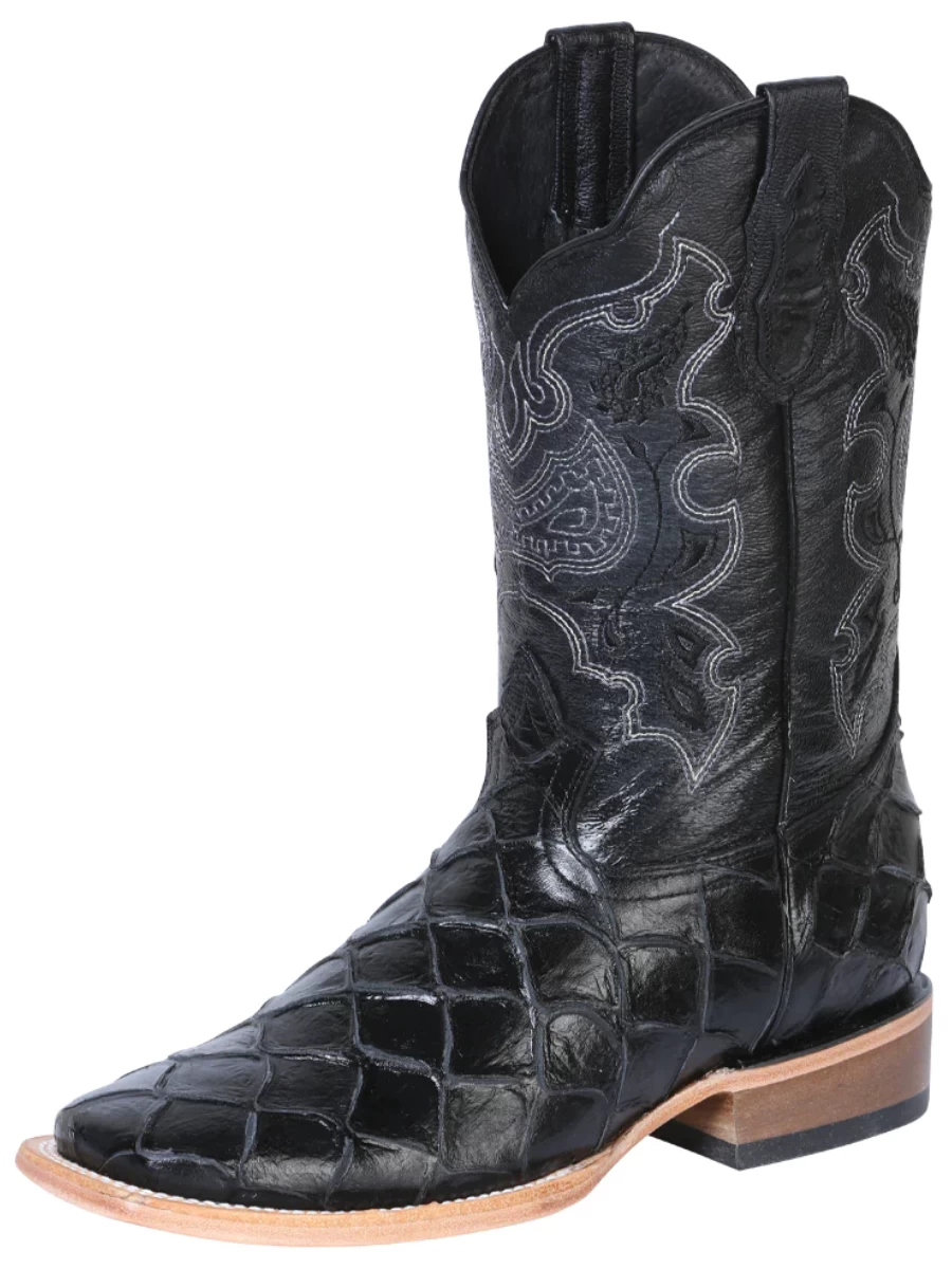 Botas Vaqueras Rodeo Imitacion De Monster Fish Grabado En Piel Vacuno Para Hombre 'El General' - ID: 41792