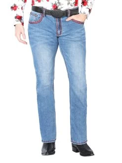 Pantalon De Mezclilla Stretch Azul Oscuro Para Hombre 'El General' - ID: 43481