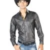 Camisa Vaquera Manga Larga Estampada Negro Para Hombre 'El Señor De Los Cielos' - ID: 43576