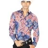 Camisa Vaquera Manga Larga Estampada Azul/Rojo Para Hombre 'El Señor De Los Cielos' - ID: 43580
