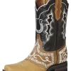 Botas Vaqueras Rodeo Con Antifaz Bordado De Piel Nobuck Para Hombre 'El General' - ID: 51111
