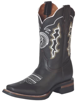 Botas Vaqueras Rodeo Con Diseño Bordado De Piel Genuina Para Hombre 'El General' - ID: 51114