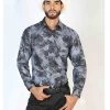 Camisa Vaquera Manga Larga Estampada Cachemir Negro Para Hombre 'El Señor De Los Cielos' - ID: 43775