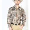 Camisa Vaquera Manga Larga Estampada Cachemir Gris Pardo Para Hombre 'El Señor De Los Cielos' - ID: 43820