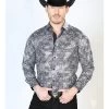Camisa Vaquera Manga Larga Estampada Cuadros Negro Para Hombre 'El Señor De Los Cielos' - ID: 43855