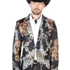 Saco Estampado Cadenas Azul/Negro Para Hombre 'El Señor De Los Cielos' - ID: 43998