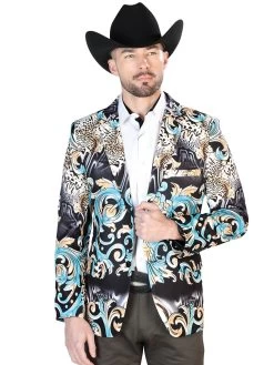 Saco Estampado Negro/Oro Para Hombre 'El Señor De Los Cielos' - ID: 43999