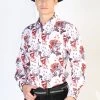 Camisa Vaquera Manga Larga Estampada Floral Blanco Para Hombre 'El Señor De Los Cielos' - ID: 126275