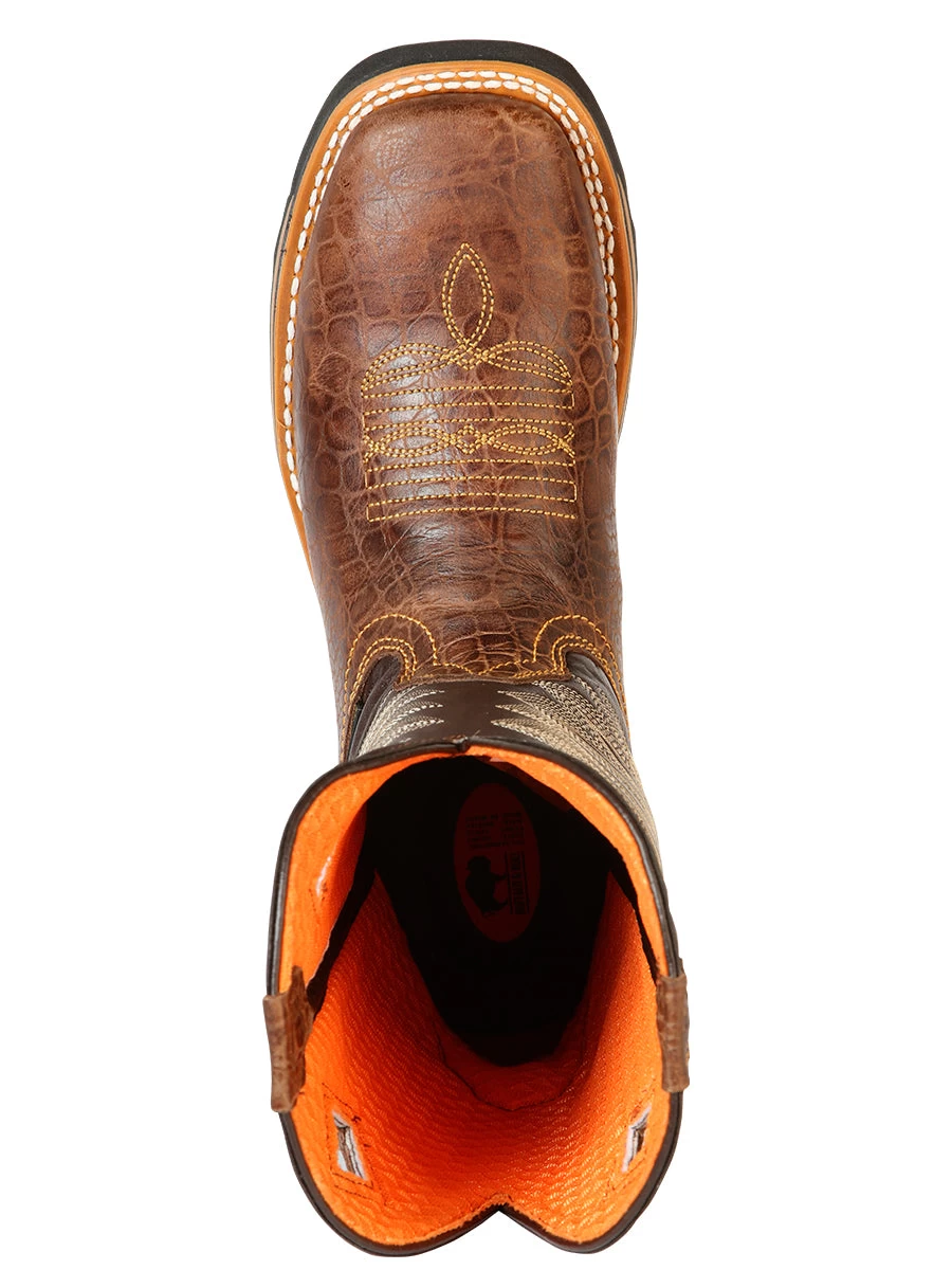 Botas De Trabajo De Tubo Pull-On Con Punta Suave De Piel Genuina Para Hombre 'Buffalo & Bull' - ID: 126460 - Imagen 2