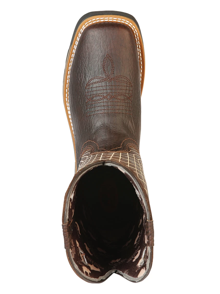 Botas De Trabajo De Tubo Pull-On Con Punta Suave De Piel Genuina Para Hombre 'Buffalo & Bull' - ID: 126467 - Imagen 2