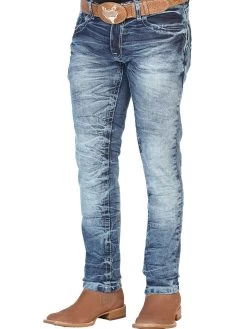Pantalon De Mezclilla Casual Azul Mediano Para Hombre 'El Norteño' - ID: 126629