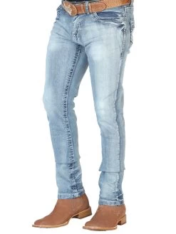 Pantalon De Mezclilla Casual Azul Claro Para Hombre 'El Norteño' - ID: 126630
