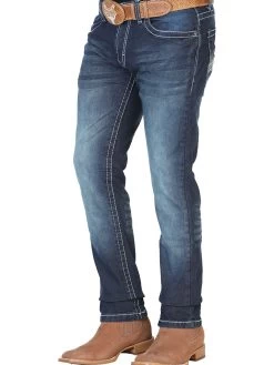 Pantalon De Mezclilla Casual Azul Oscuro Para Hombre 'El Norteño' - ID: 126633